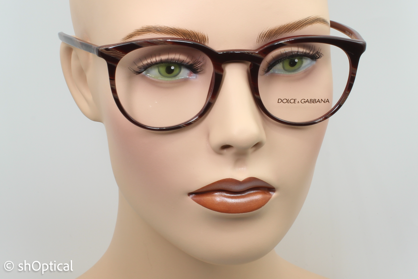 Dolce & Gabbana DG3269  Female Round Glasses Frame Striped Red on Bordeaux 51mm