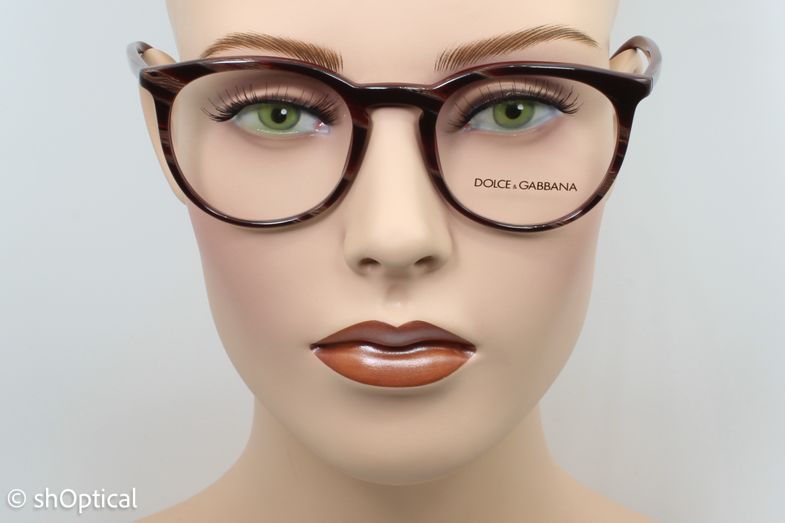 Dolce & Gabbana DG3269  Female Round Glasses Frame Striped Red on Bordeaux 51mm