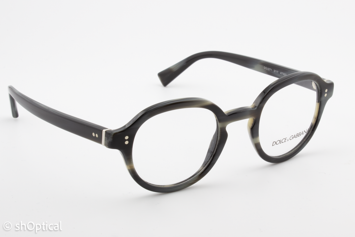 Dolce & Gabbana DG3271  Male Round Glasses Frame Striped Blue 47mm