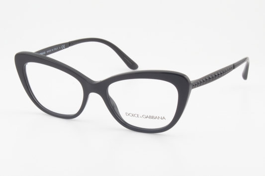 Dolce & Gabbana DG3275B  Female Butterfly Glasses Frame Polished Black Plastic 52mm