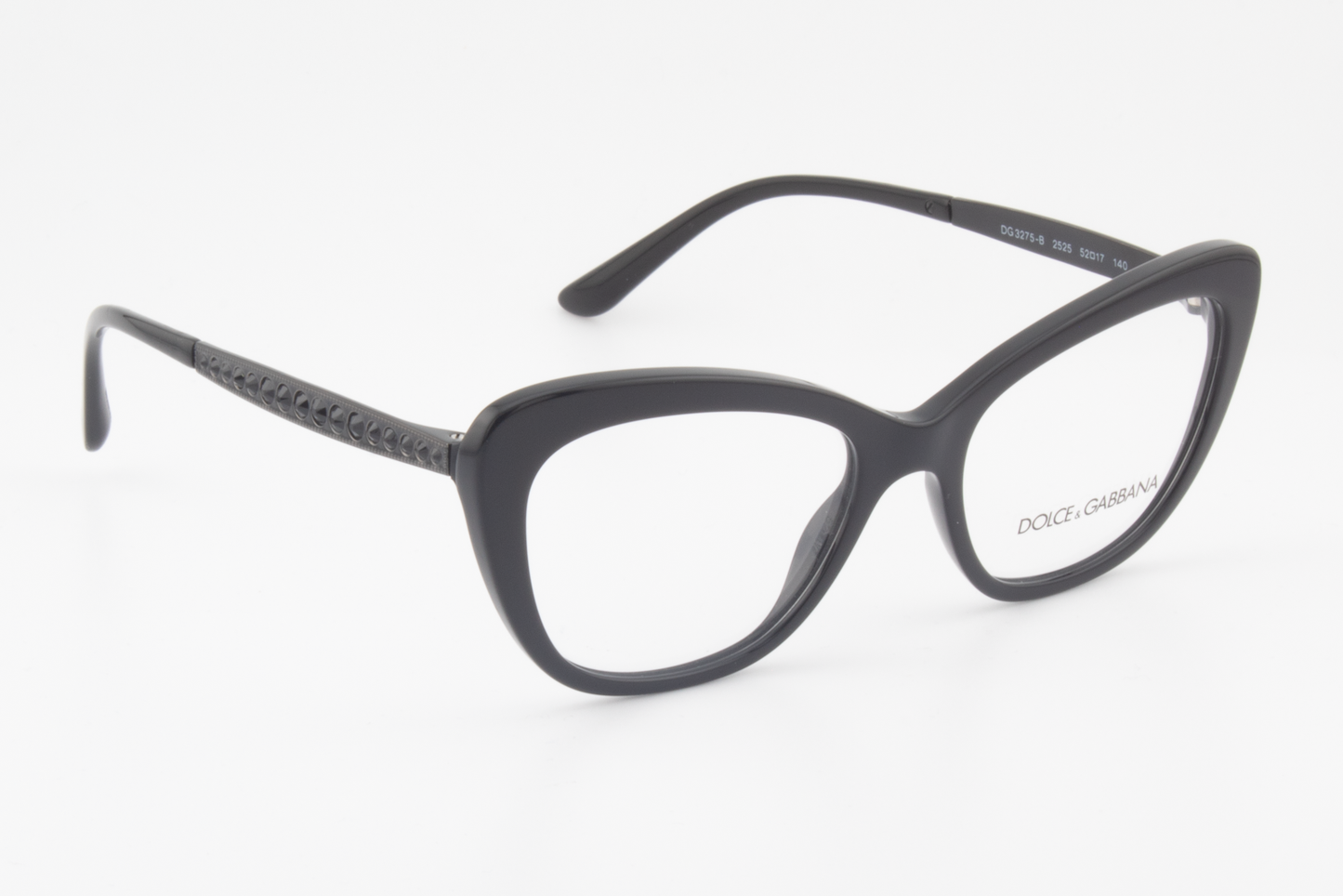 Dolce & Gabbana DG3275B  Female Butterfly Glasses Frame Polished Black Plastic 52mm