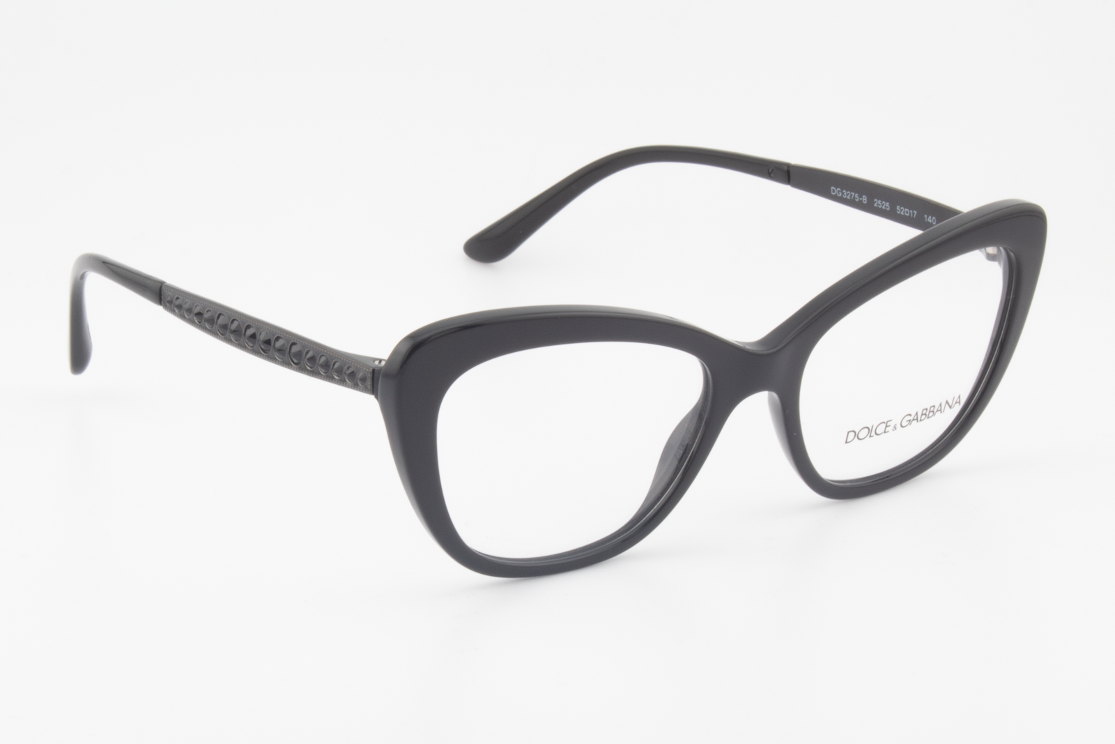 Dolce & Gabbana DG3275B  Female Butterfly Glasses Frame Polished Black Plastic 52mm