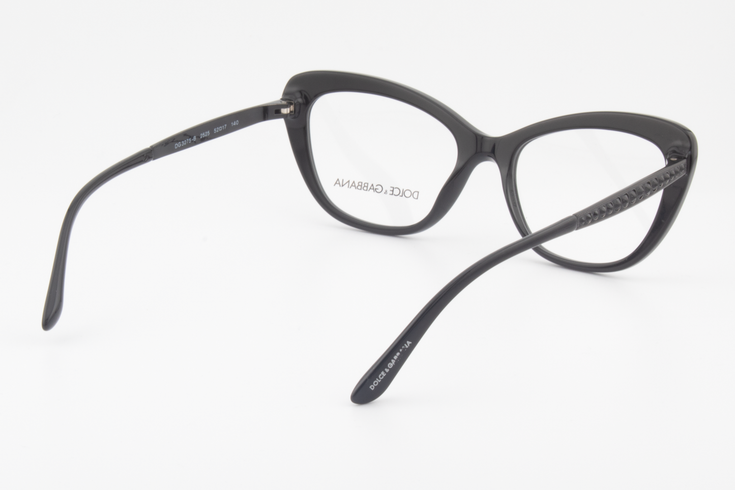 Dolce & Gabbana DG3275B  Female Butterfly Glasses Frame Polished Black Plastic 52mm