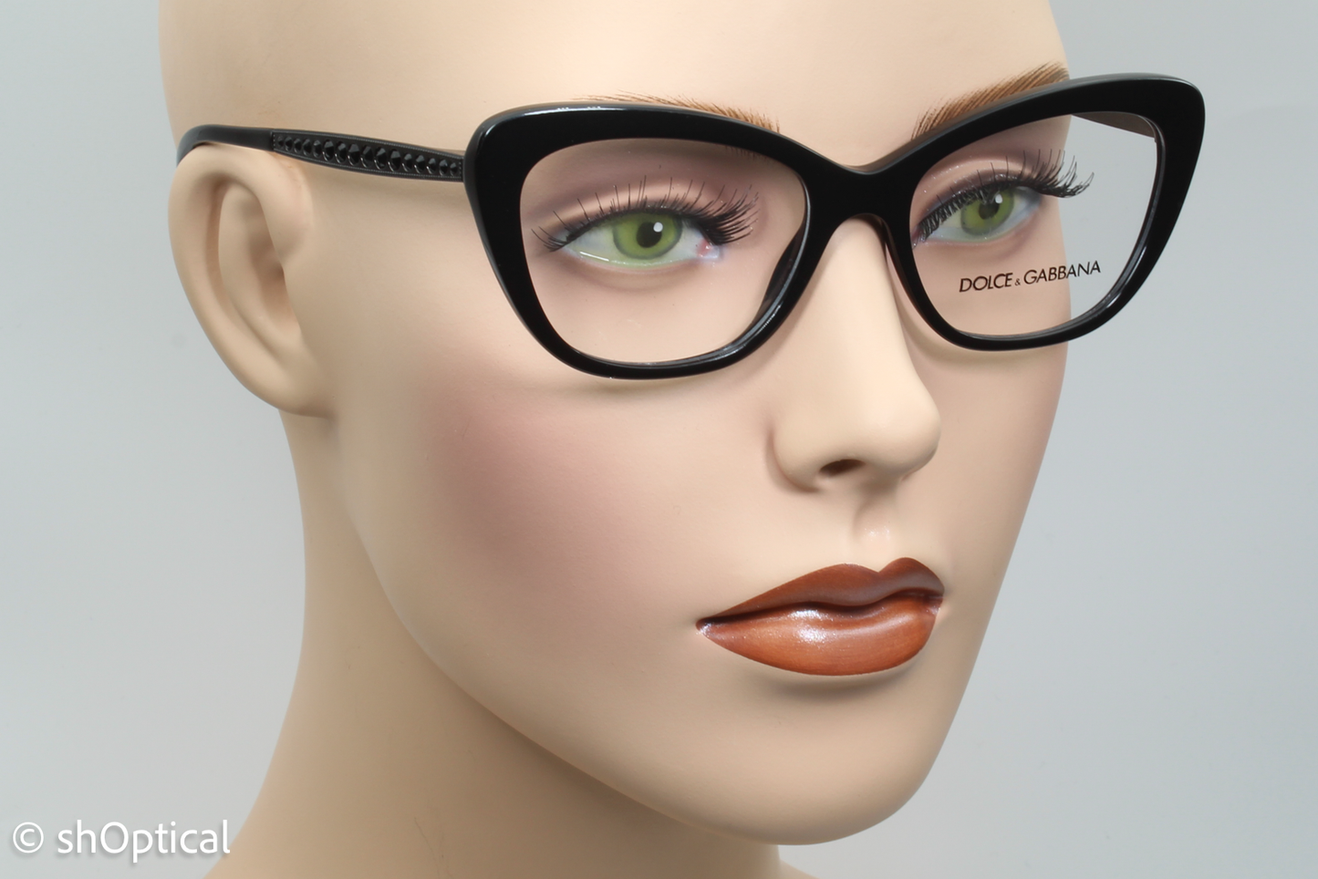 Dolce & Gabbana DG3275B  Female Butterfly Glasses Frame Polished Black Plastic 52mm