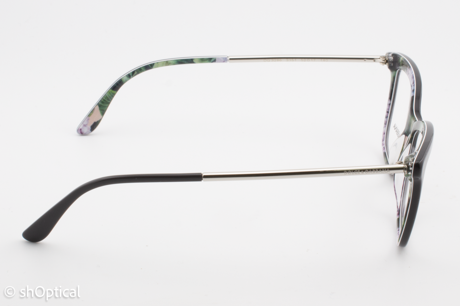 Dolce & Gabbana DG3286  Female Square Glasses Frame Grey/Floral 52mm