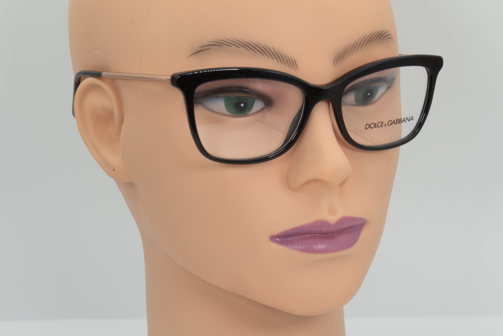 Dolce & Gabbana DG3286  Female Cat Eye Glasses Frame Polished Black Plastic 52mm