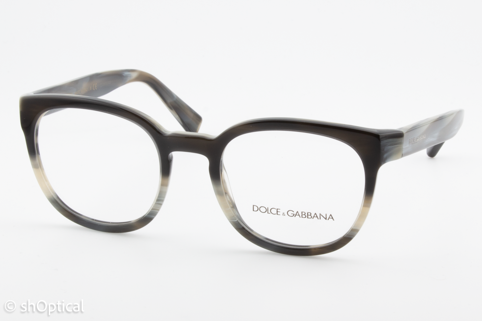 Dolce & Gabbana DG3287  Male Round Glasses Frame Black/Beige 51mm