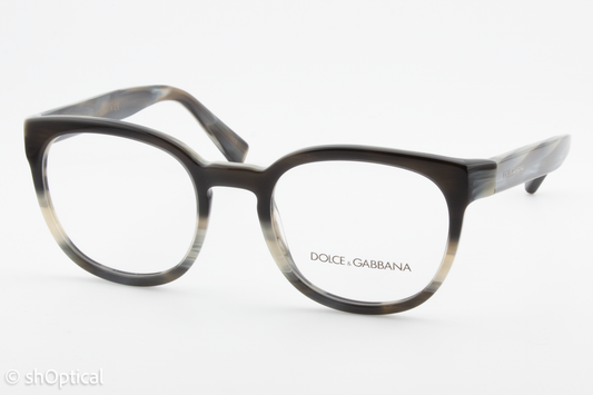 Dolce & Gabbana DG3287  Male Round Glasses Frame Black/Beige 51mm