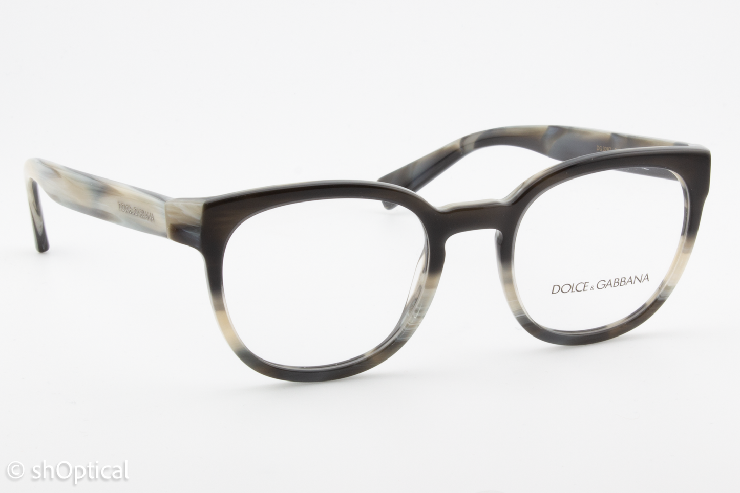 Dolce & Gabbana DG3287  Male Round Glasses Frame Black/Beige 51mm