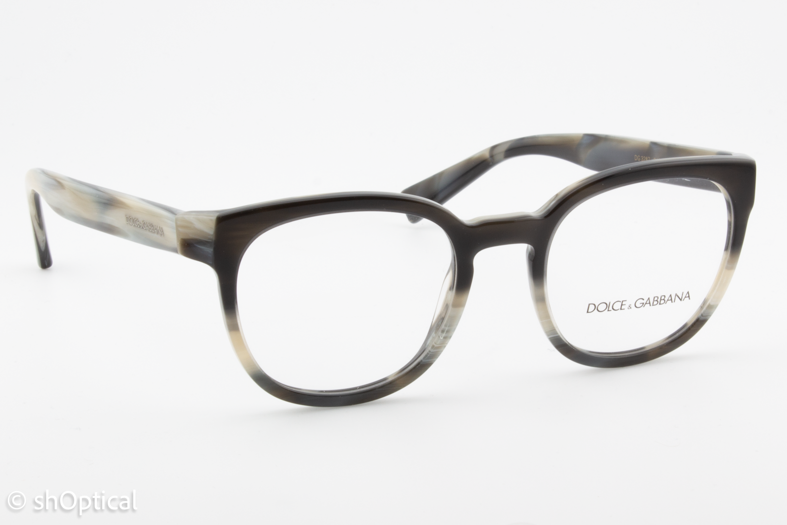 Dolce & Gabbana DG3287  Male Round Glasses Frame Black/Beige 51mm