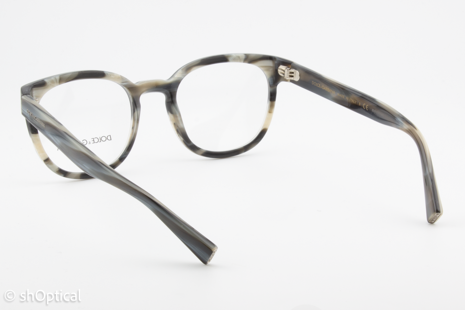 Dolce & Gabbana DG3287  Male Round Glasses Frame Black/Beige 51mm