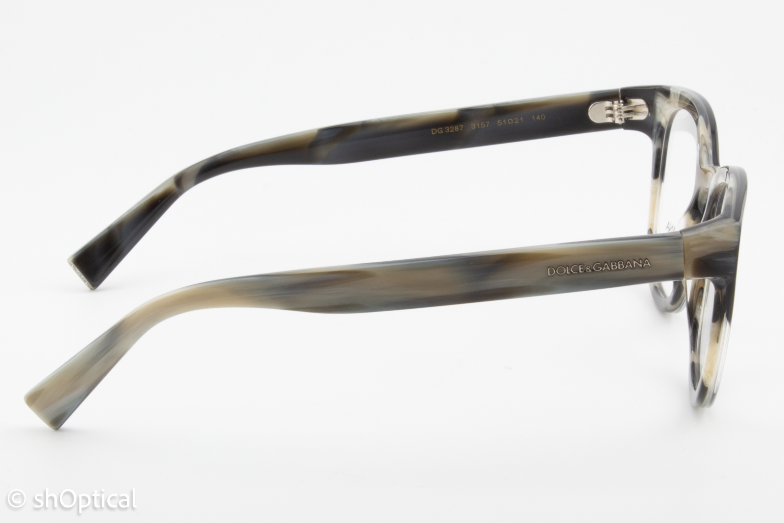 Dolce & Gabbana DG3287  Male Round Glasses Frame Black/Beige 51mm