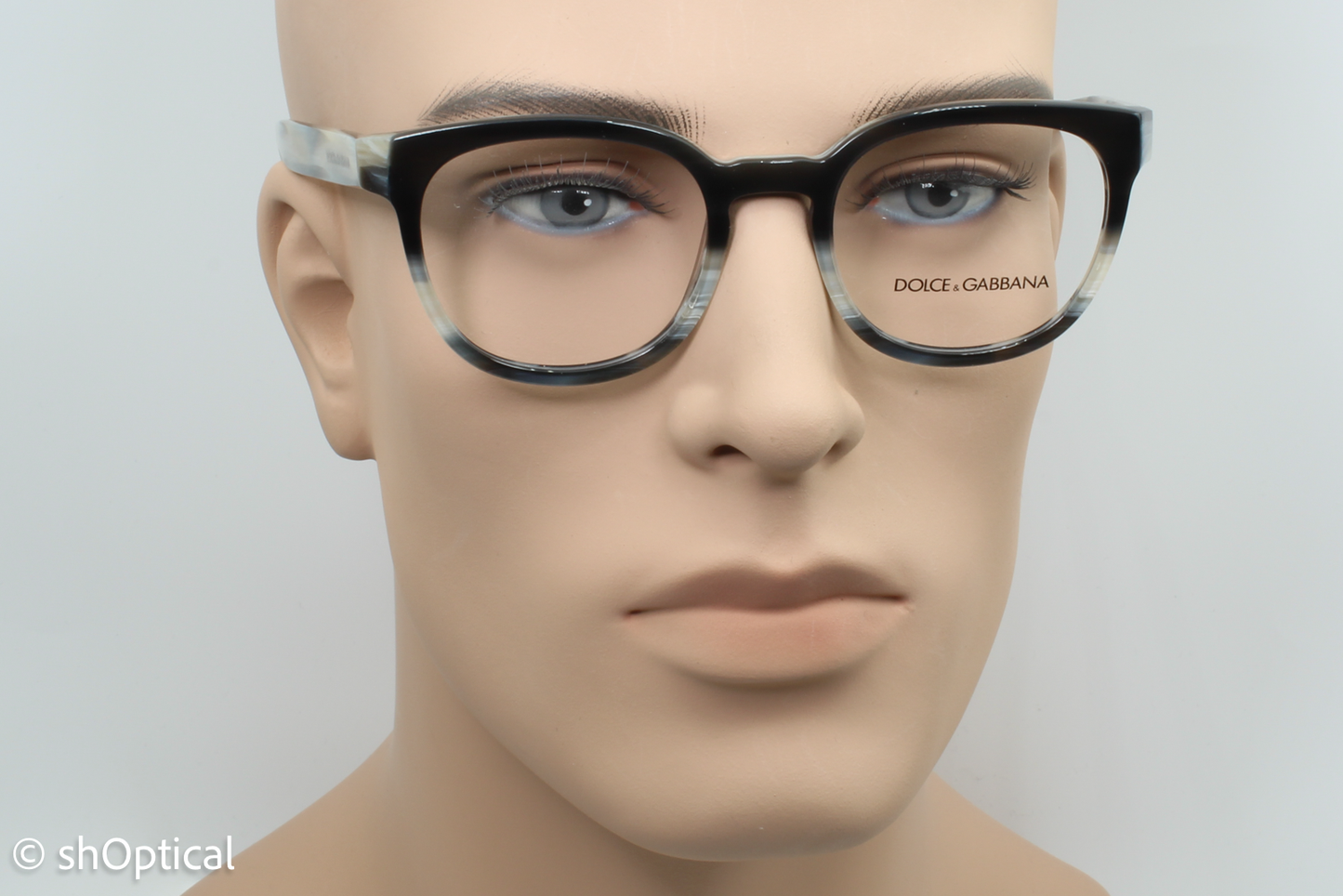 Dolce & Gabbana DG3287  Male Round Glasses Frame Black/Beige 51mm