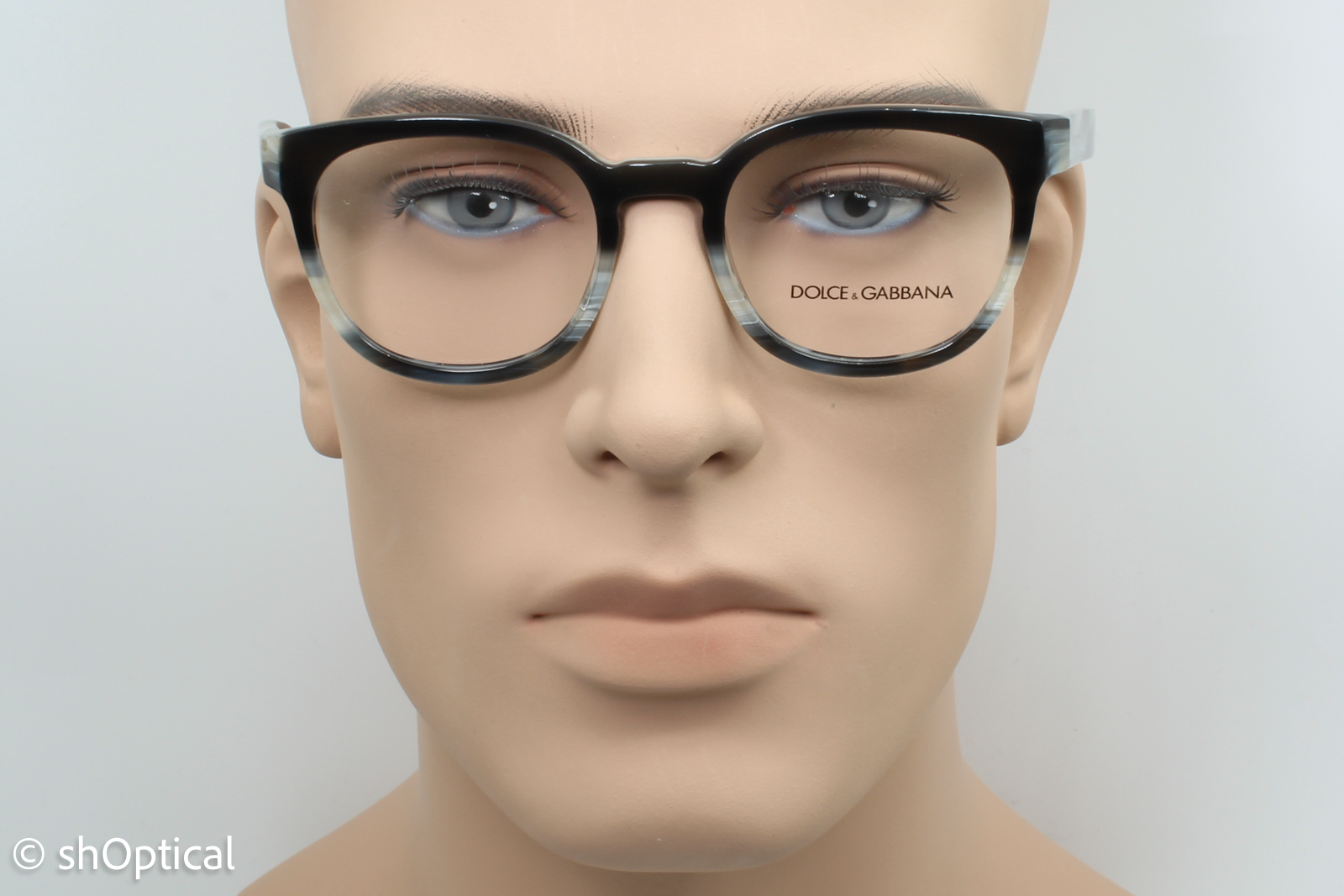 Dolce & Gabbana DG3287  Male Round Glasses Frame Black/Beige 51mm