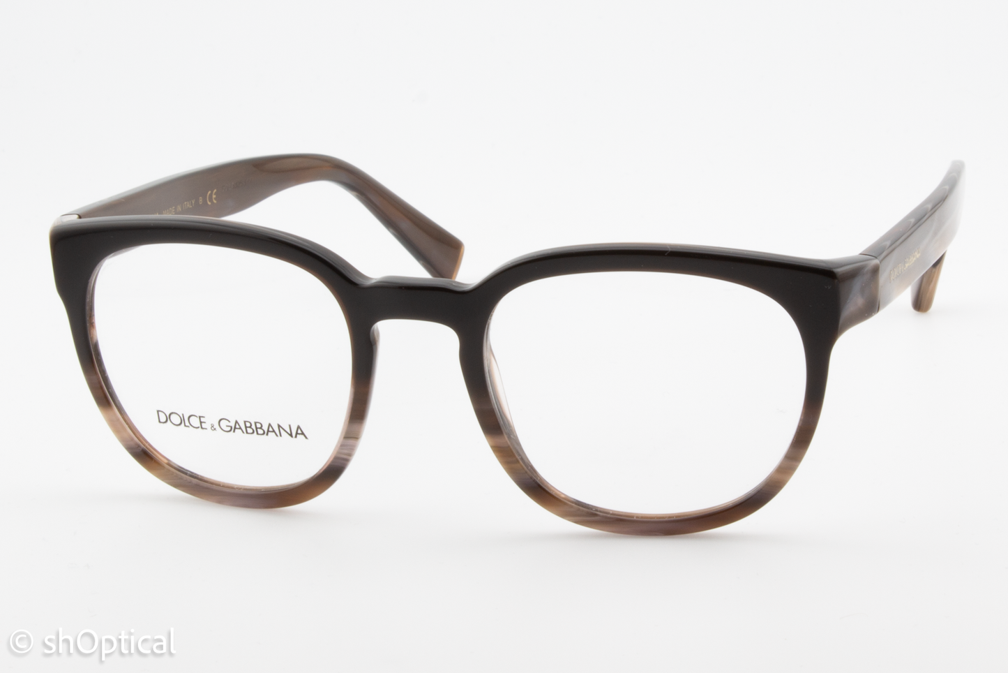 Dolce & Gabbana DG3287  Male Round Glasses Frame Brown/Grey 51mm