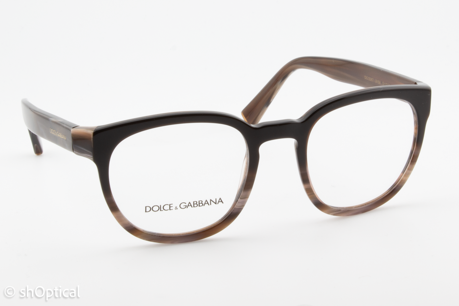Dolce & Gabbana DG3287  Male Round Glasses Frame Brown/Grey 51mm