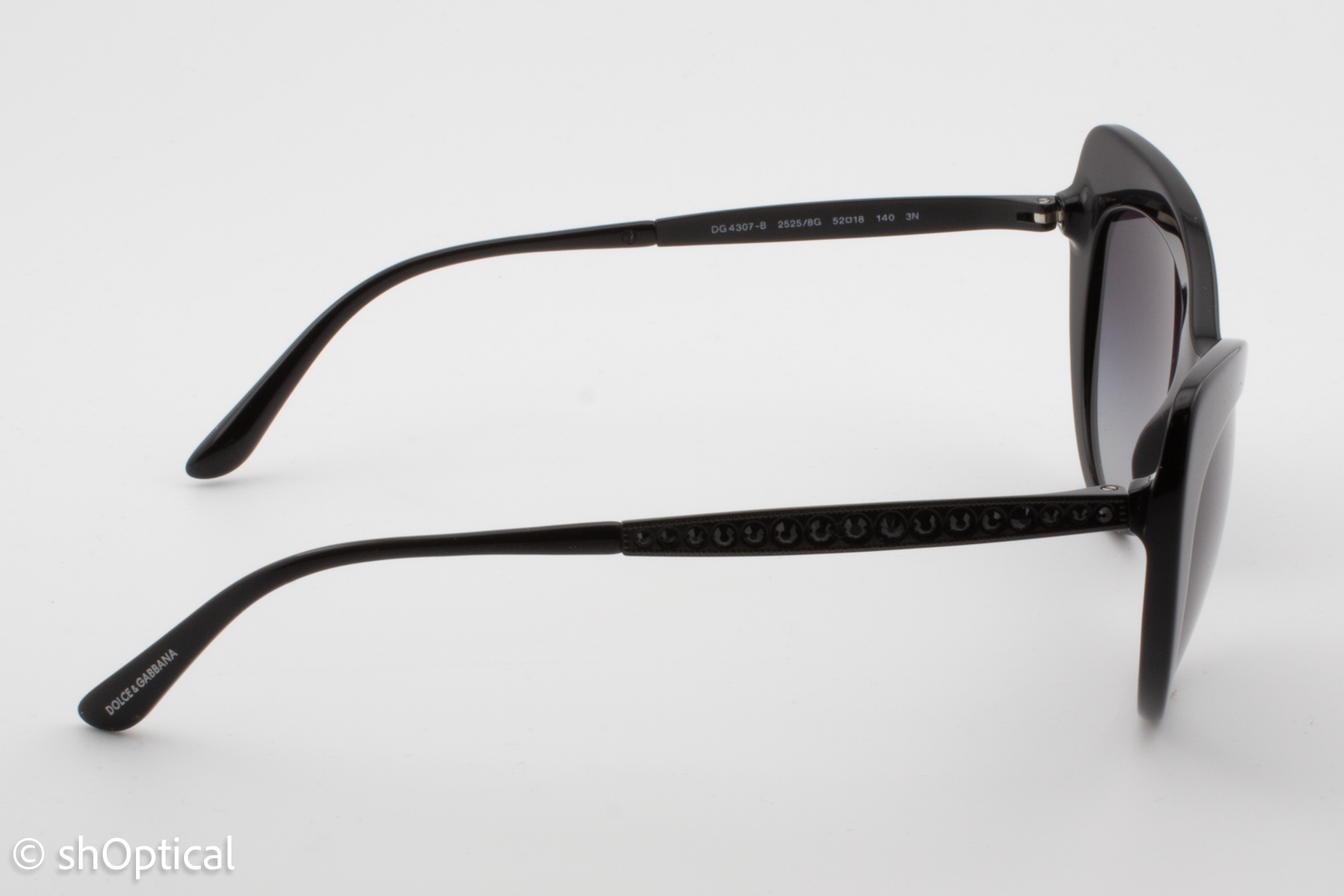 Dolce & Gabbana DG4307-B 2525/8G Womens Full Rim Sunglasses Black 52mm