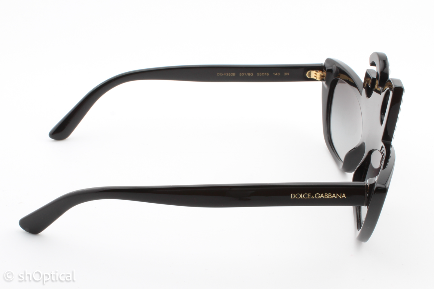 Dolce & Gabbana DG4352B 501/8G Womens Full Rim Sunglasses Black 55mm