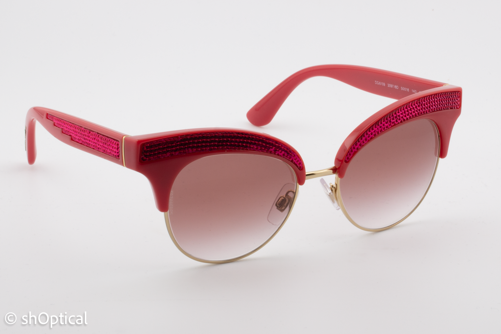 Dolce & Gabbana DG6109 3097/8D Womens Full Rim Sunglasses Red/Pink 50mm