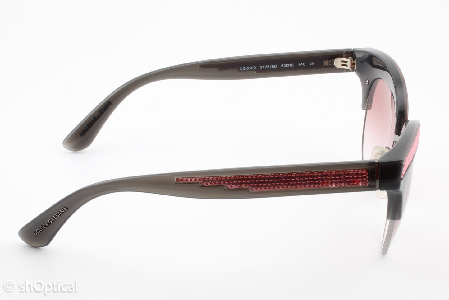 Dolce & Gabbana DG6109 3123/8D Womens Full Rim Sunglasses Black/Pink 50mm