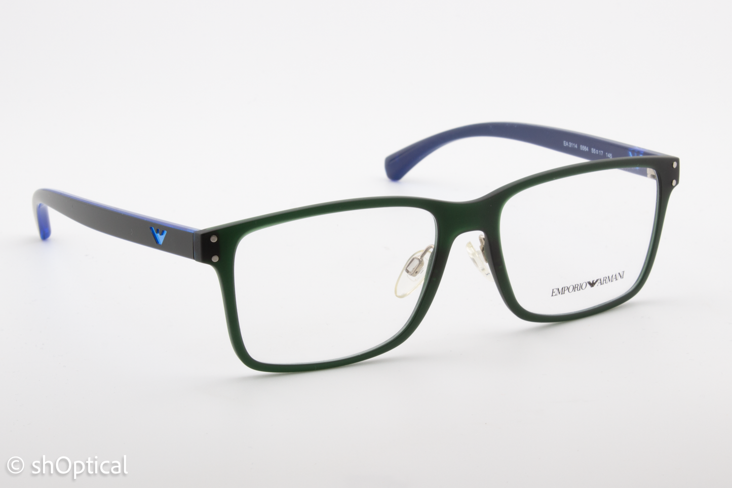 Emporio Armani EA3114  Male Rectangular Glasses Frame Dark Grey Matte 55mm