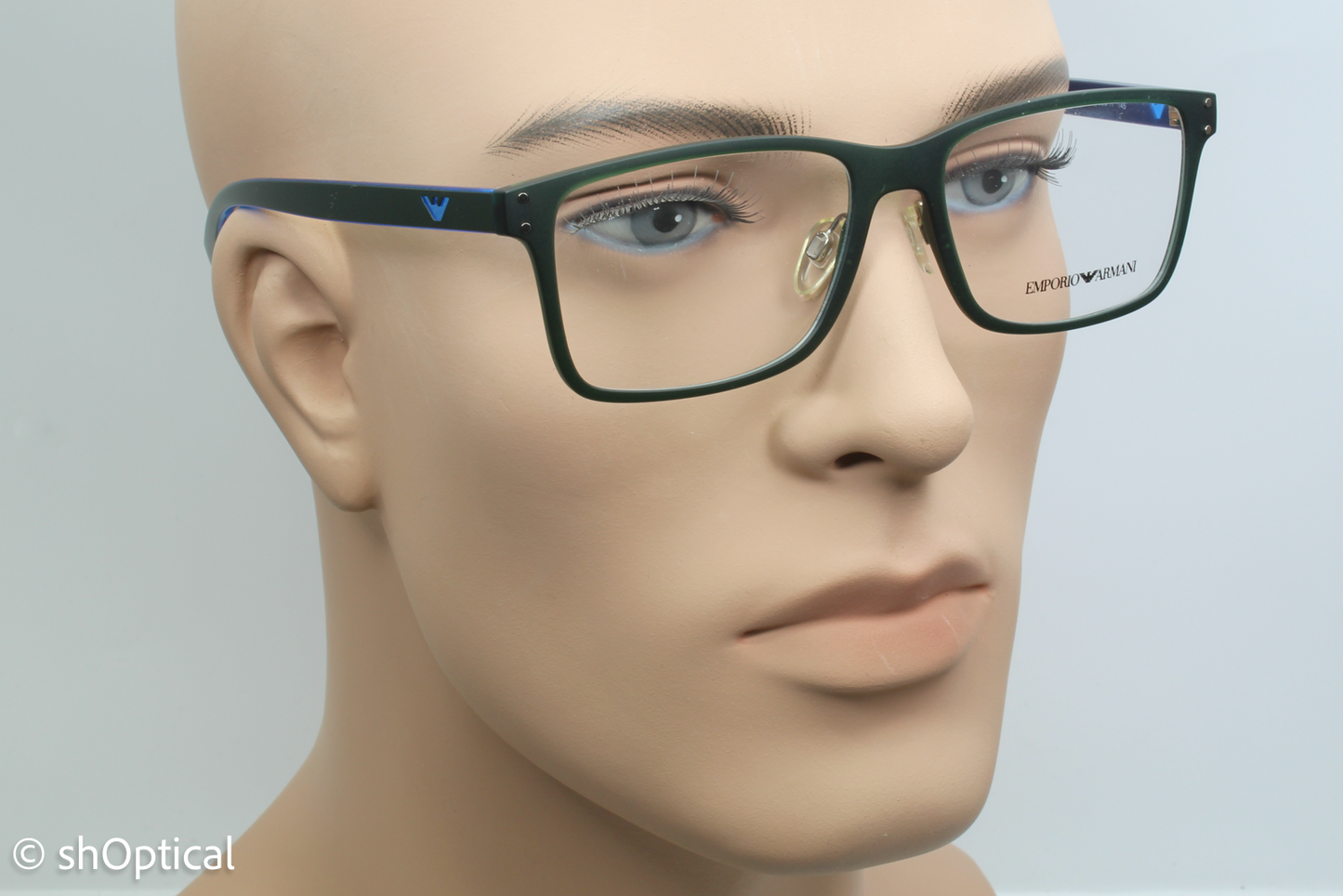 Emporio Armani EA3114  Male Rectangular Glasses Frame Dark Grey Matte 55mm