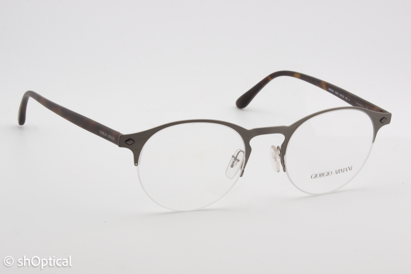 Giorgio Armani AR5064  Male Round Glasses Frame Matte Gunmetal 49mm