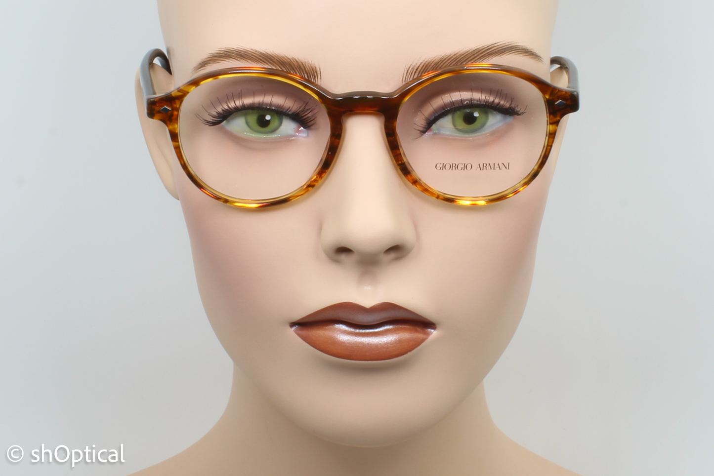 Giorgio Armani AR7004  Unisex Round Glasses Frame Striped Light Brown 49mm