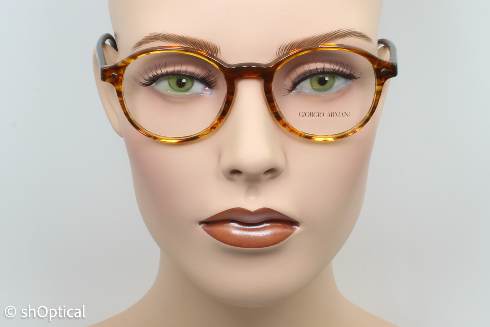 Giorgio Armani AR7004  Unisex Round Glasses Frame Striped Light Brown 49mm