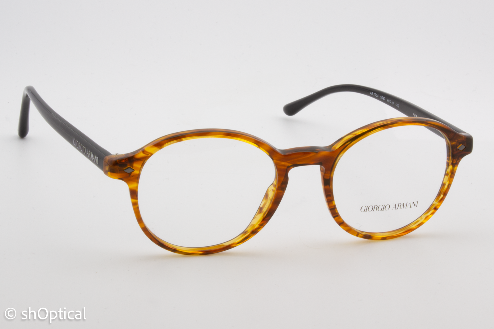 Giorgio Armani AR7004  Unisex Round Glasses Frame Striped Light Brown 49mm