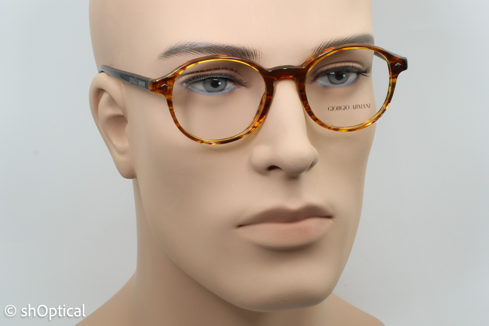 Giorgio Armani AR7004  Unisex Round Glasses Frame Striped Light Brown 49mm