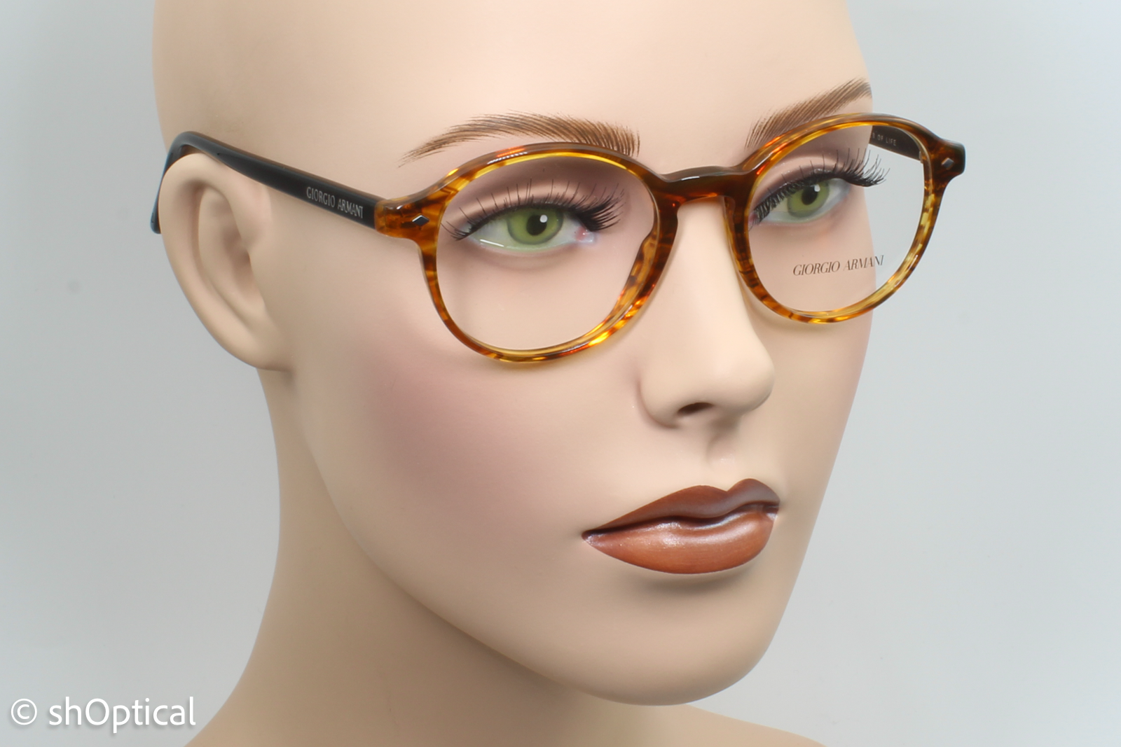 Giorgio Armani AR7004  Unisex Round Glasses Frame Striped Light Brown 49mm