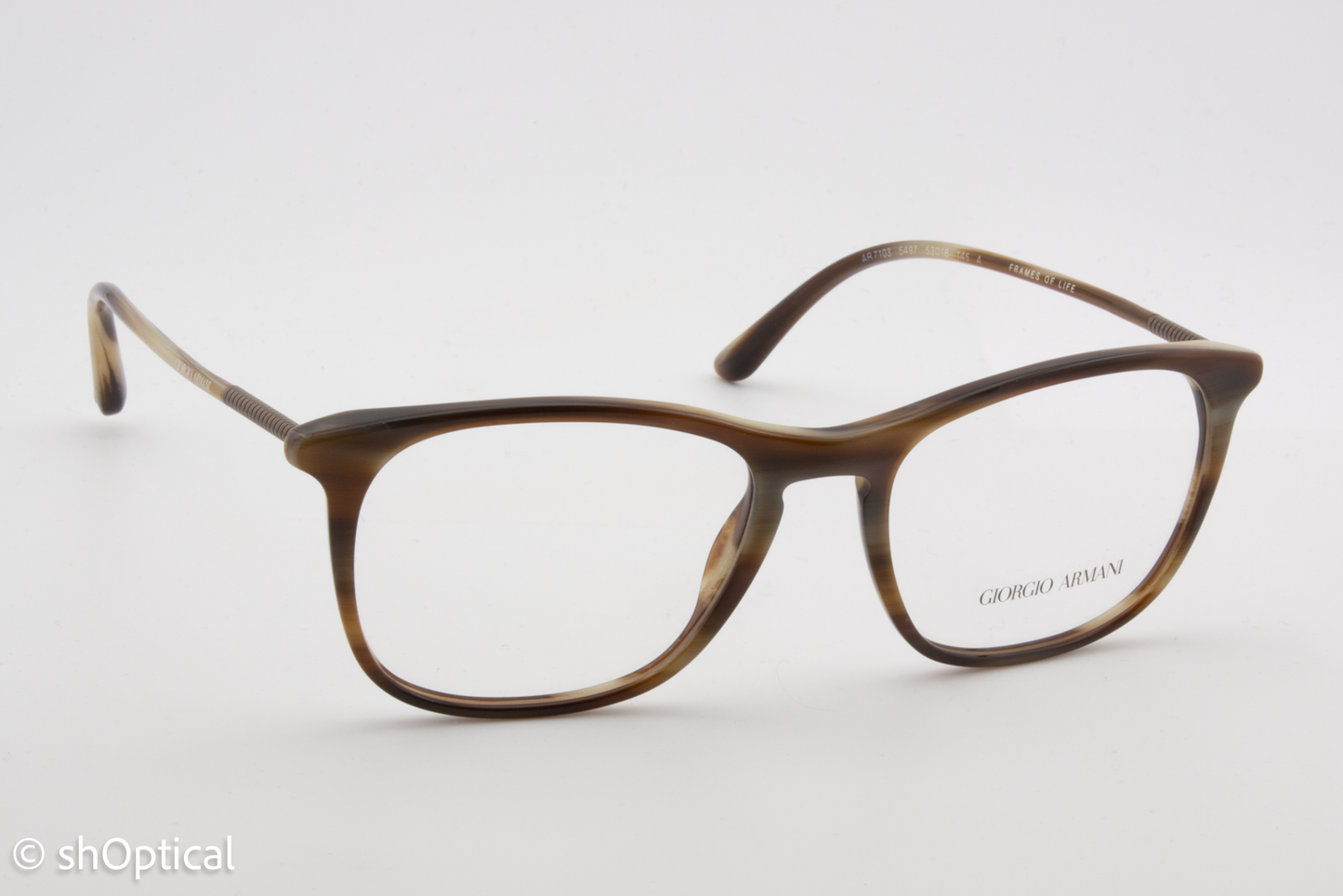 Giorgio Armani AR7103  Male Square Glasses Frame Striped Beige 53mm