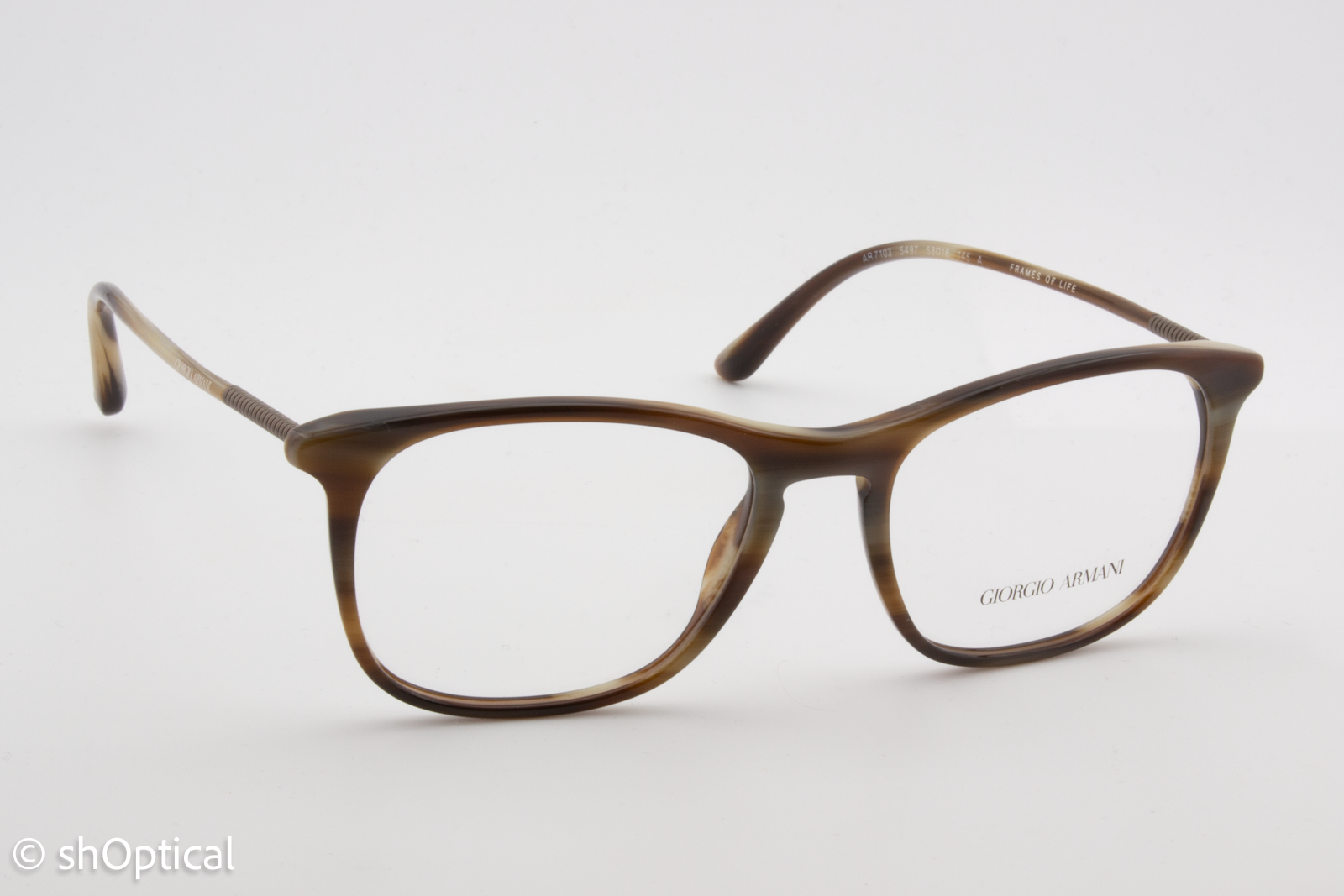 Giorgio Armani AR7103  Male Square Glasses Frame Striped Beige 53mm