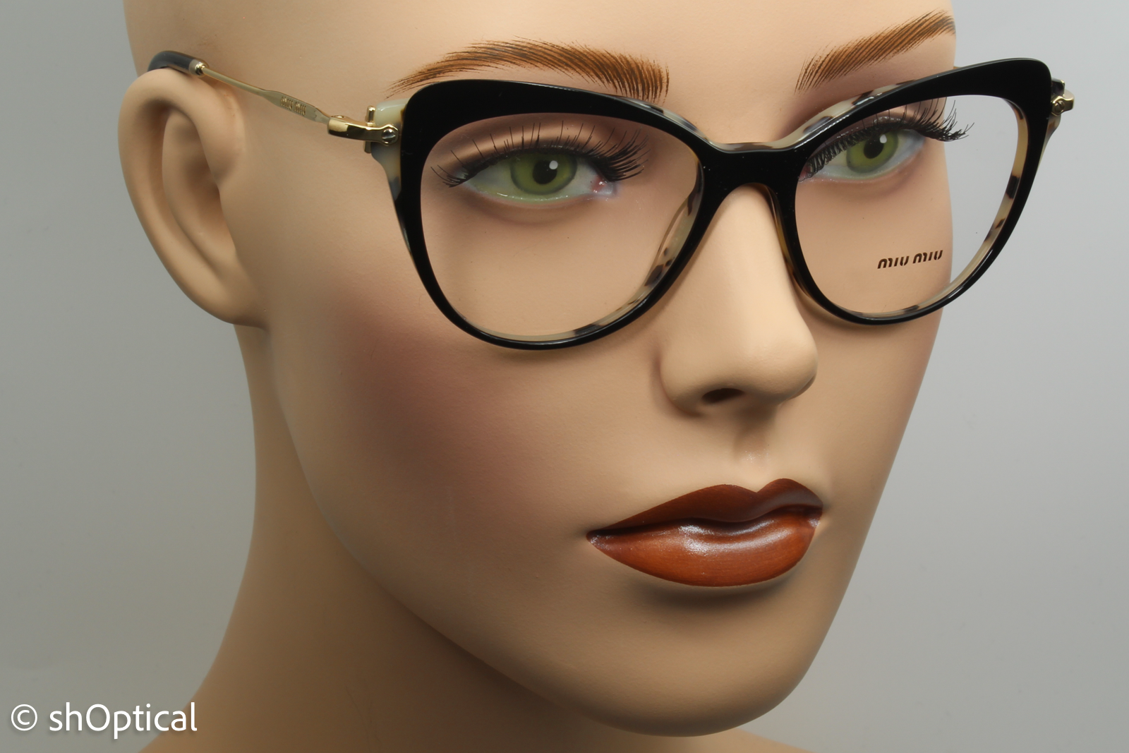 Miu Miu VMU01Q  Female Cat Eye Glasses Frame Black 52mm