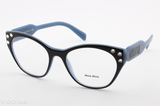 Miu Miu VMU02R  Female Square Glasses Frame Black & Blue 52mm