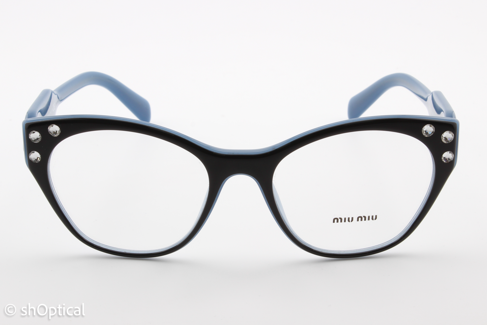 Miu Miu VMU02R  Female Square Glasses Frame Black & Blue 52mm