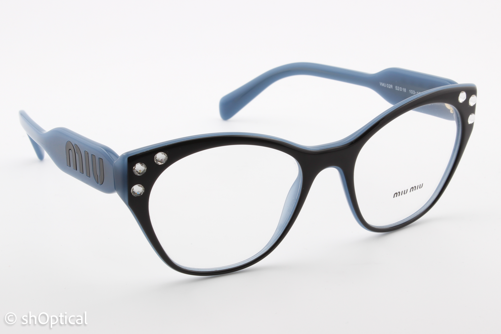 Miu Miu VMU02R  Female Square Glasses Frame Black & Blue 52mm