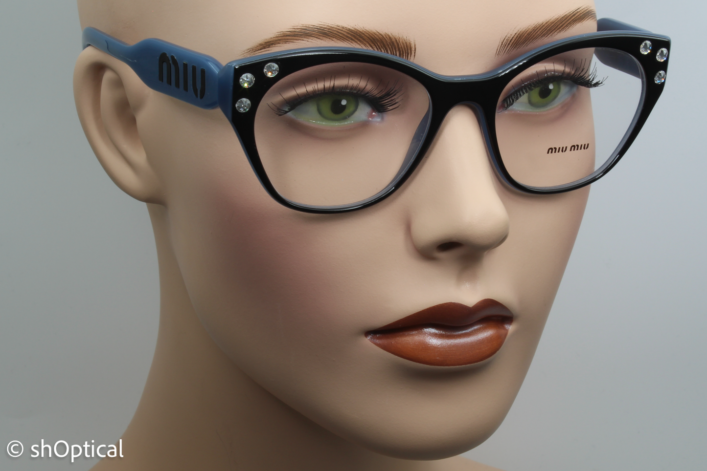 Miu Miu VMU02R  Female Square Glasses Frame Black & Blue 52mm