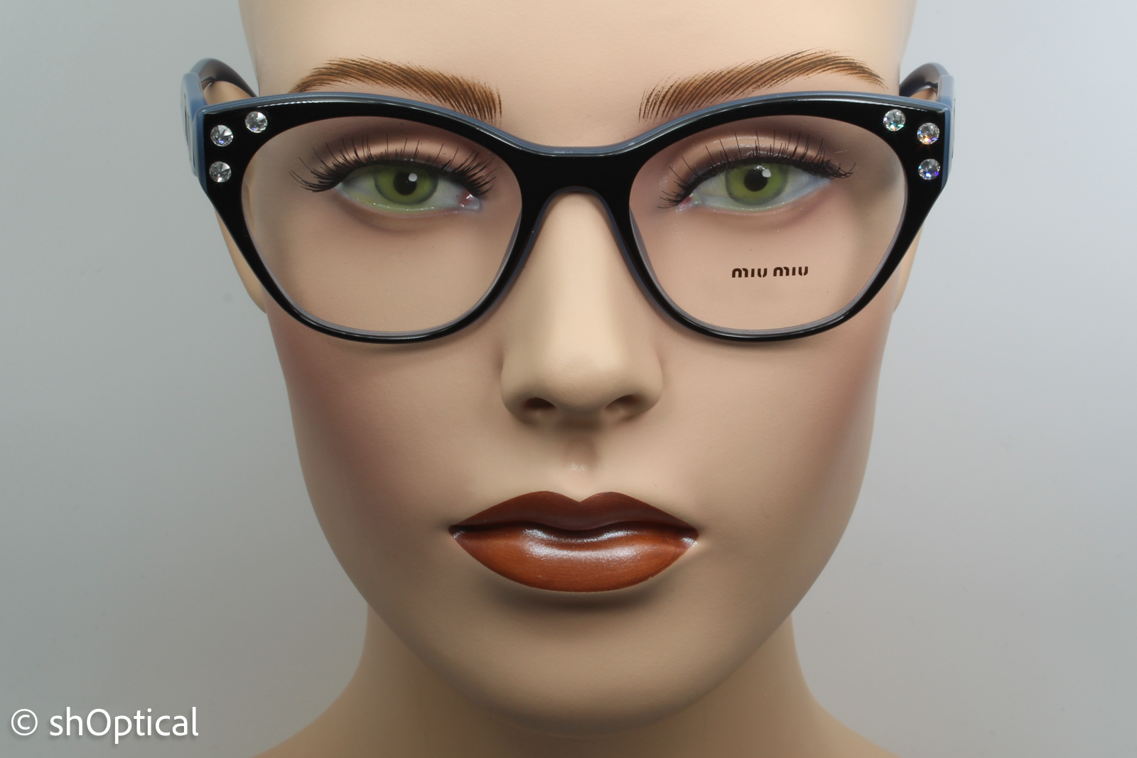 Miu Miu VMU02R  Female Square Glasses Frame Black & Blue 52mm