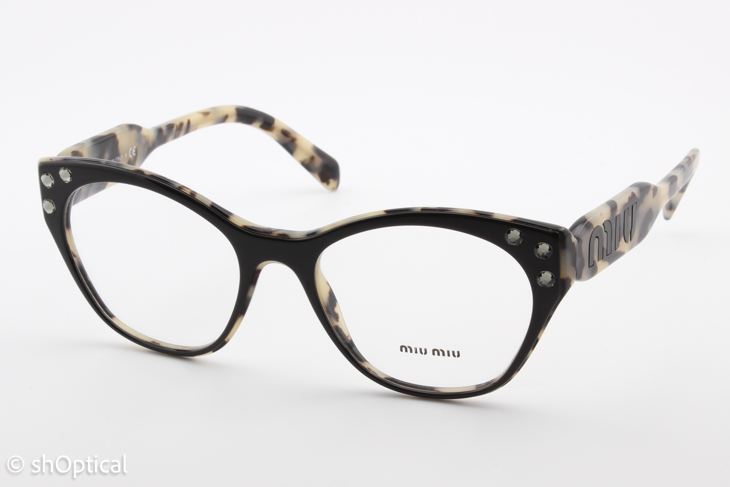 Miu Miu VMU02R  Female Square Glasses Frame Black 52mm