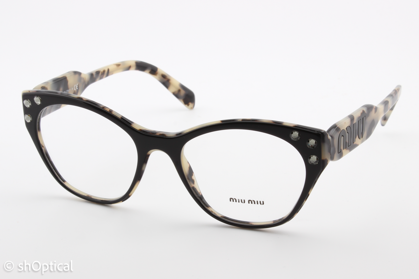Miu Miu VMU02R  Female Square Glasses Frame Black 52mm