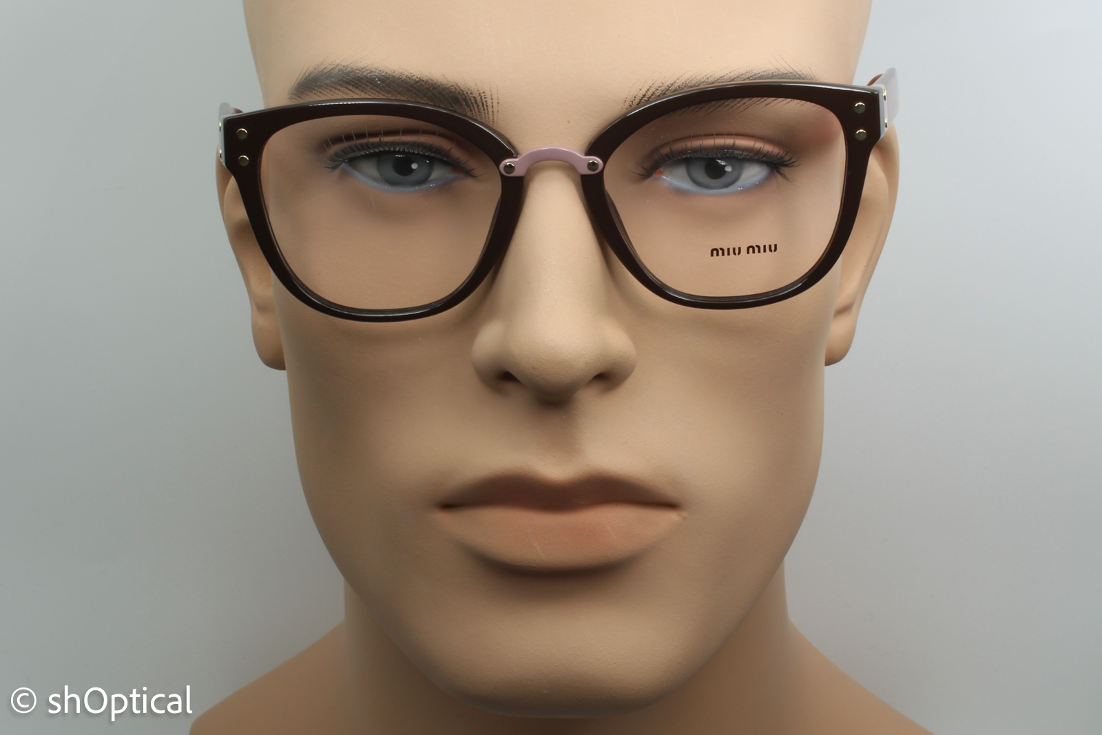 Miu Miu VMU04Q  Unisex Square Glasses Frame Brown 52mm