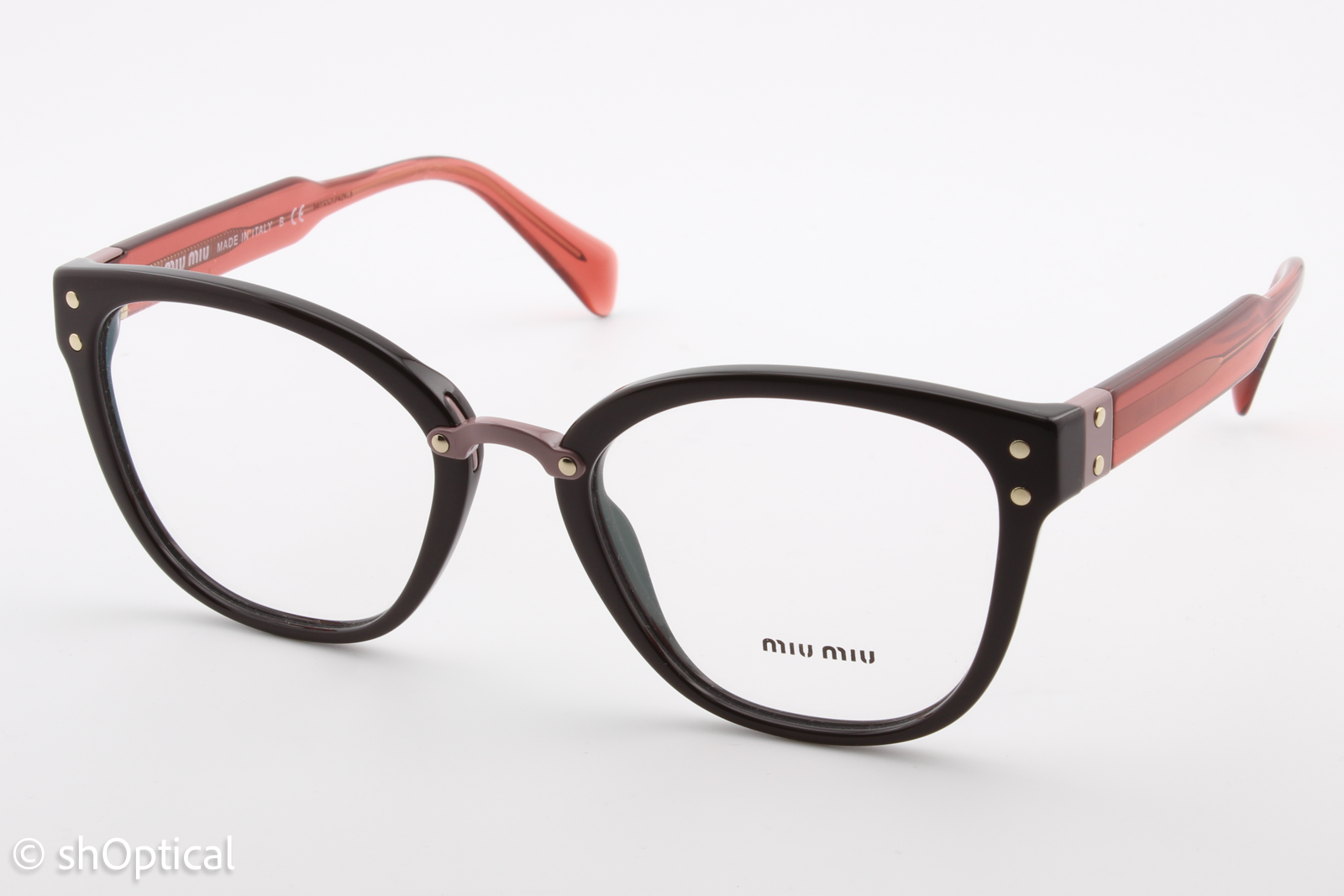 Miu Miu VMU04Q  Unisex Square Glasses Frame Brown 52mm
