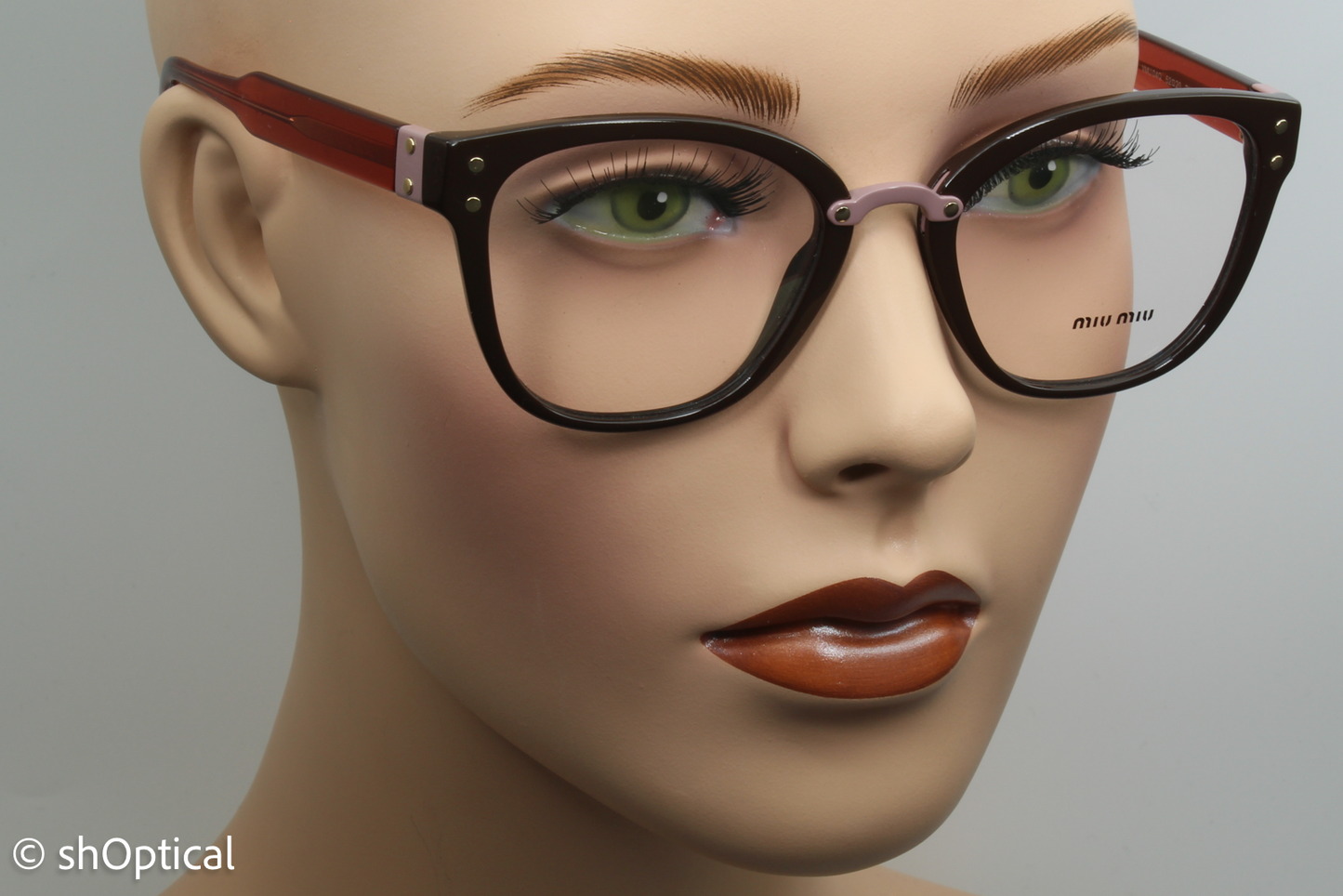 Miu Miu VMU04Q  Unisex Square Glasses Frame Brown 52mm