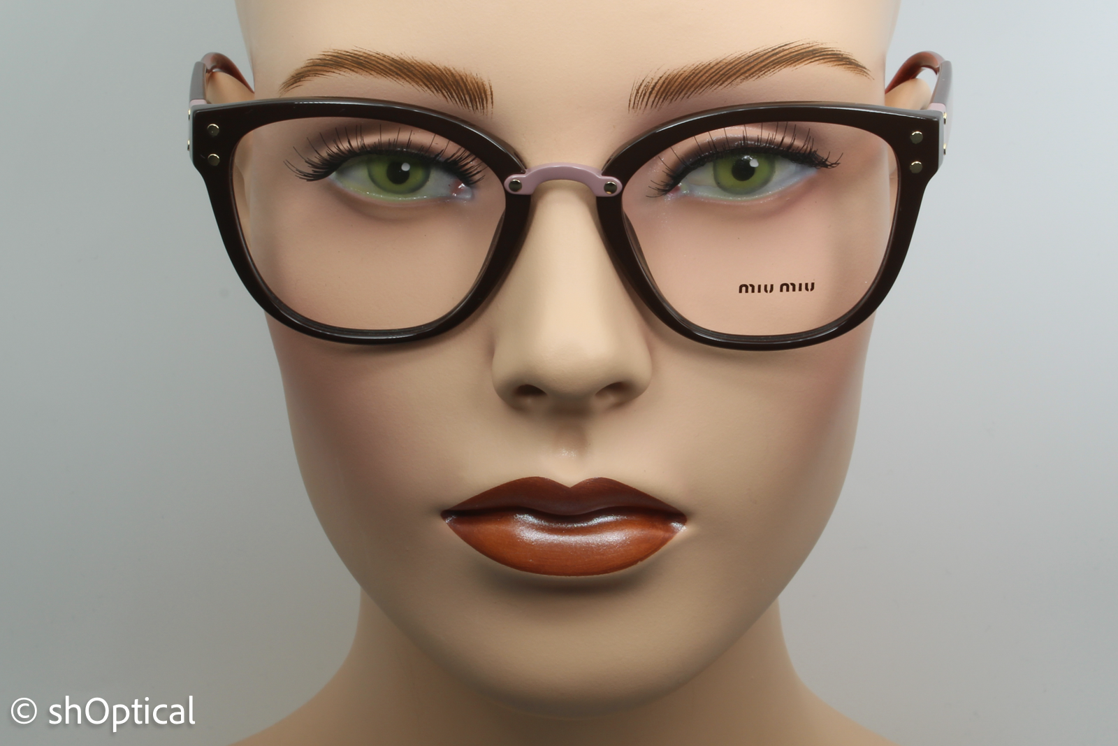 Miu Miu VMU04Q  Unisex Square Glasses Frame Brown 52mm