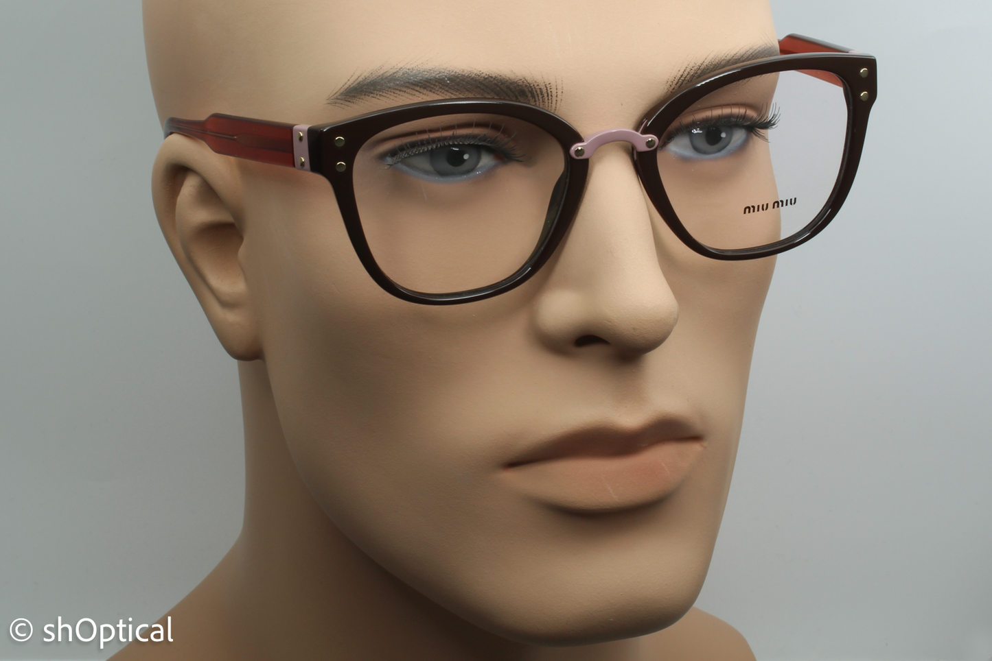 Miu Miu VMU04Q  Unisex Square Glasses Frame Brown 52mm