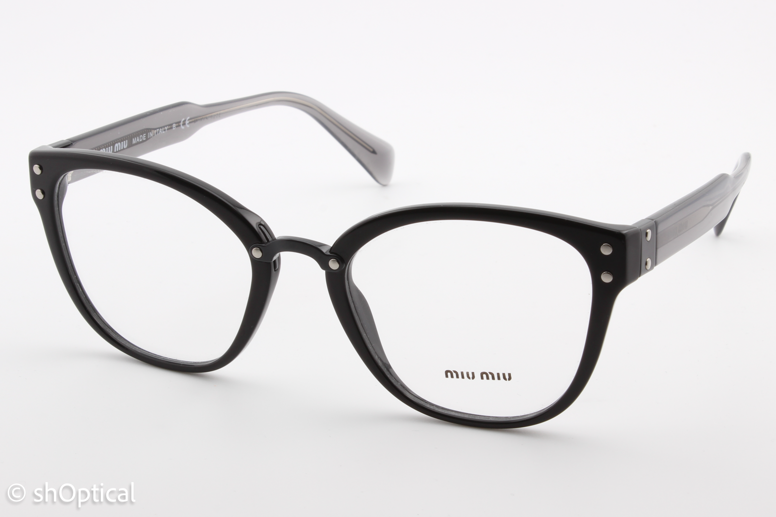 Miu Miu VMU04Q  Unisex Square Glasses Frame Black 52mm