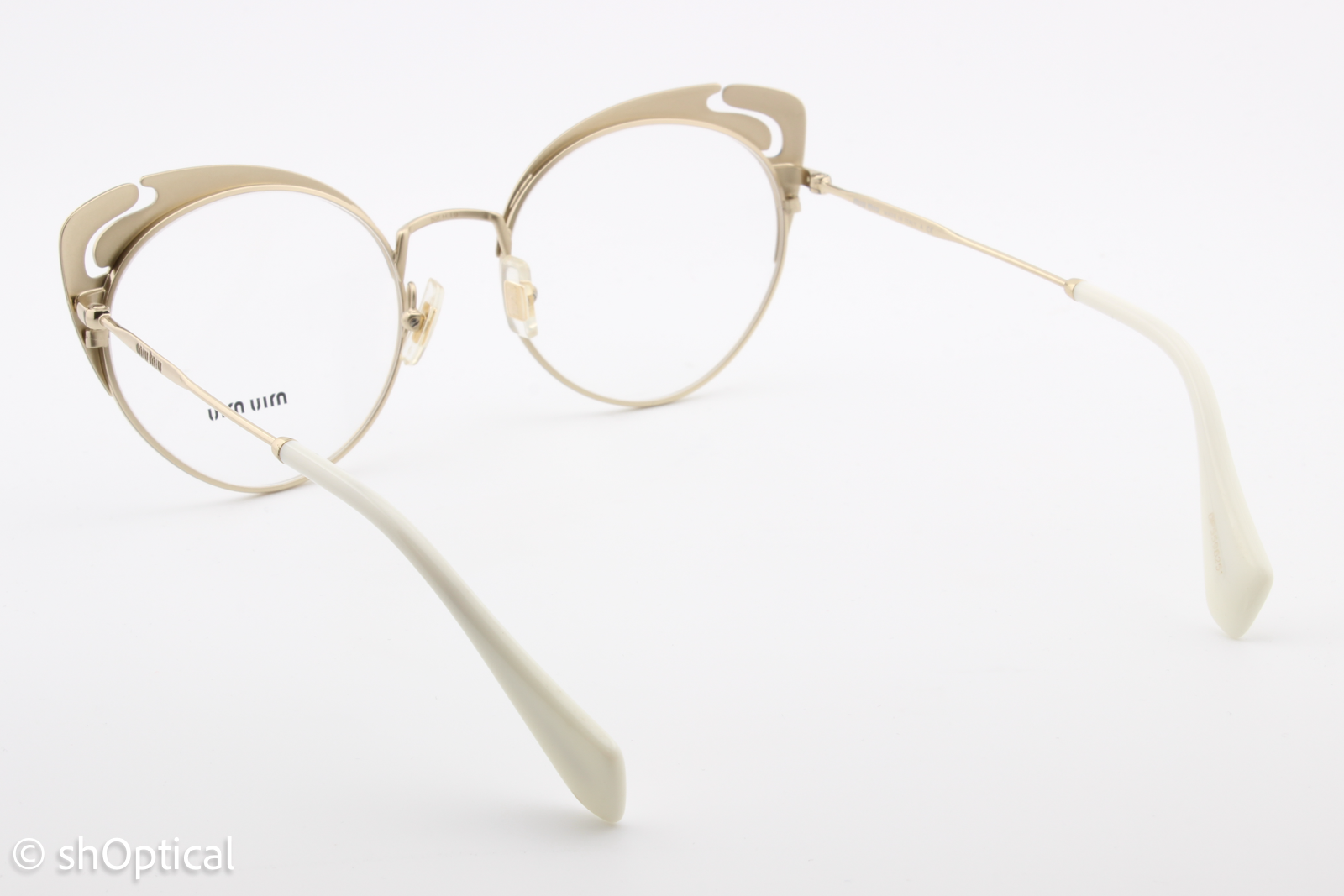 Miu Miu VMU50R  Female Cat Eye Glasses Frame Cream & Peacock Blue 52mm