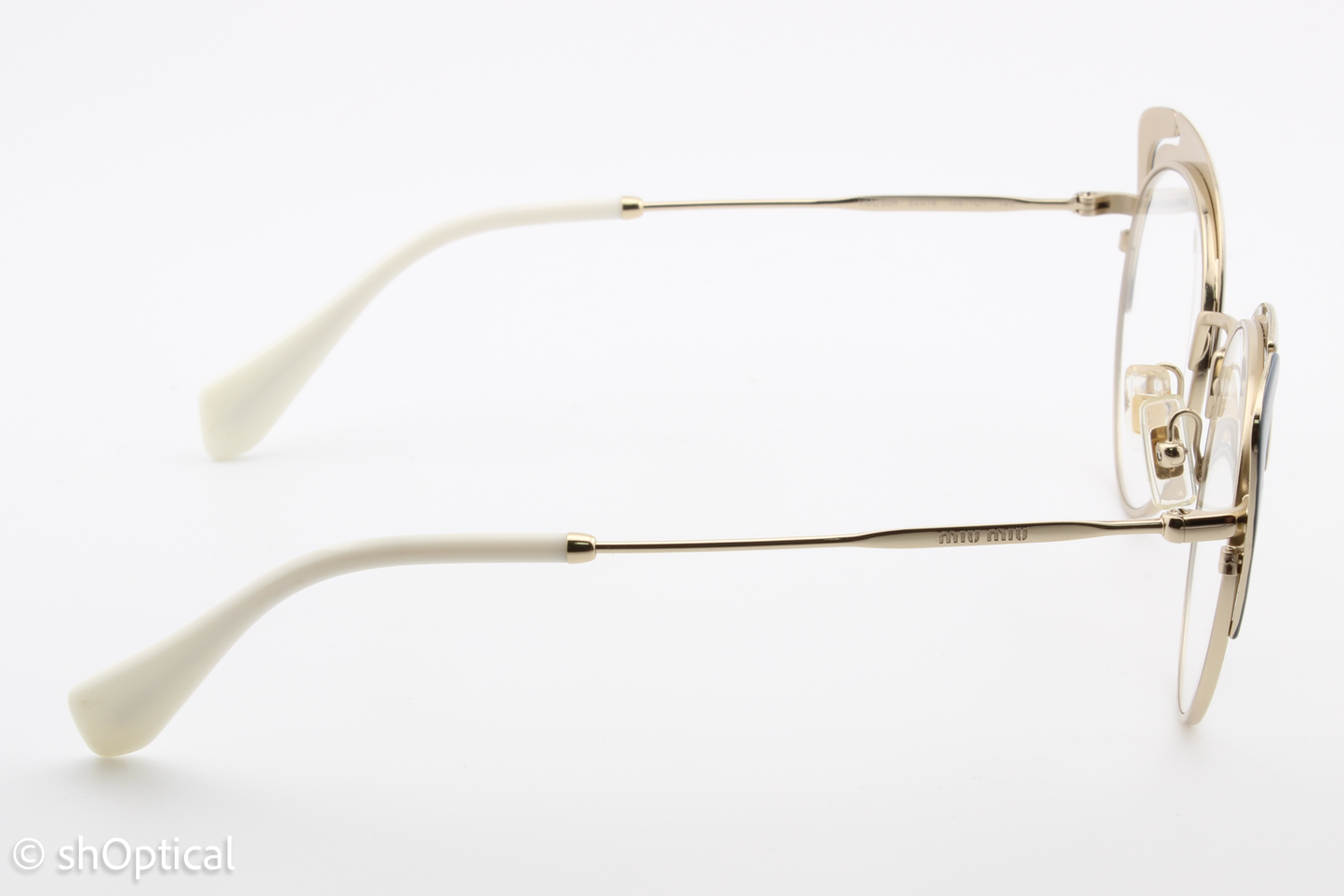 Miu Miu VMU50R  Female Cat Eye Glasses Frame Cream & Peacock Blue 52mm